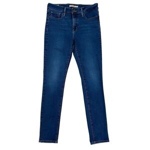 Levis 511 men straight leg leather logo stretchy blue denim in size 30